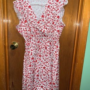 Red and white floral dress
